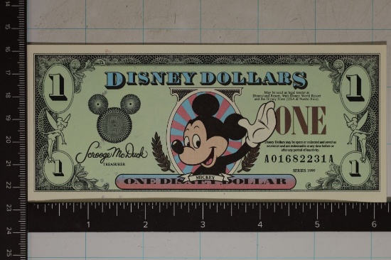 1999 CRISP UNC DISNEY ONE DOLLAR "MICKEY" BILL