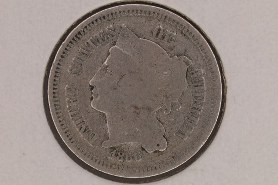 1866 US THREE CENT "NICKLE"