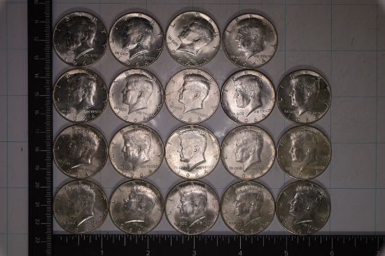 19-1964 JFK 90% SILVER UNC HALF DOLLARS. 6.974