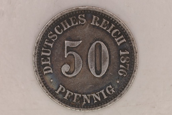 1876-A GERMAN SILVER 50 PFENNING .0804 OZ. ASW