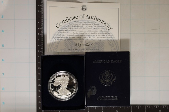 1996-P PROOF AMERICAN SILVER EAGLE IN BOX AND