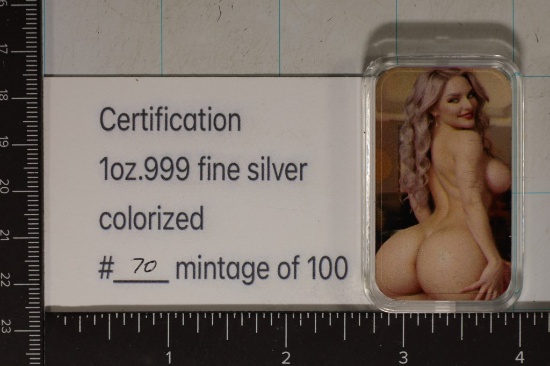 1 TROY OZ .999 FINE SILVER ADULT THEMED ART BAR