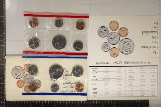 1992 US MINT SET (UNC) P/D (WITH ENVELOPE)