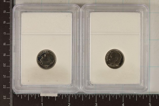4 SLABBED ROOSEVELT DIMES:1969-S (PF), 1973-S (PF)