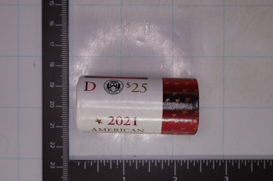 2021-D SOLID DATE $25 ROLL OF INNOVATION UNC $1'S