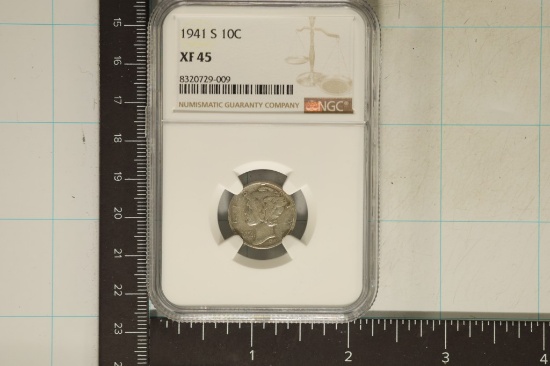 1941 SILVER MERCURY DIME NGC XF45