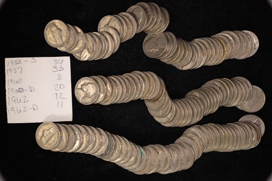 120 ASSORTED JEFFERSON NICKELS: 1953-1962