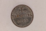 1855 HAMBURG GERMAN SILVER 1 SECHSLING .0061 OZASW