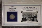 1904 SILVER BARBER HALF DOLLAR VG IN INFO CARD