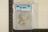 2001 AMERICAN SILVER EAGLE ICG MS70 1 OZ. SILVER