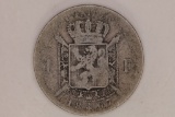 1867 BELGIUM SILVER 1 FRANC .1342 OZ. ASW