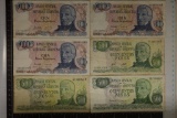 6-ARGENTINA BILLS: 3-100 PESO & 3-500 PESO