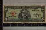 1960 BANK OF CUBA 5 PESO BILL 