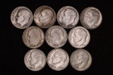 10 SILVER ROOSEVELT DIMES: 1-1947, 1-1953, 1-1956&