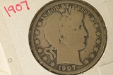 1907 SILVER BARBER HALF DOLLAR
