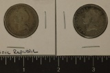 1944 & 1947 DOMINICAN REPUBLIC SILVER 25 CENTAVOS