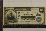 1907 US $10 NATIONAL CURRENCY, BLUE SEAL.