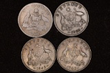 1918, 38, 42 & 1943 AUSTRALIA SILVER 6 PENCE COINS