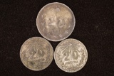 1906, 1920  & 1939 MEXICO SILVER CAP & RAY 20
