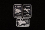 3-1 GRAM .999 FINE SILVER JET PLANE THEMED INGOTS