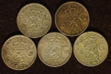 5-1941 NETHERLAND-INDIES SILVER 1/4 GULDENS .368