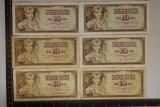 6-1968 YUGOSLAVIA 10 DINARA BANKNOTES