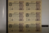 6-CRISP UNC GERMAN 2 MILLION MARK BANKNOTES FROM