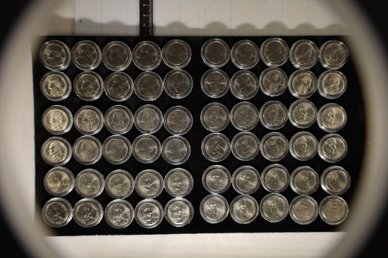 60-BRILLIANT UNC NICKELS IN HARD PLASTIC CAPSULES: