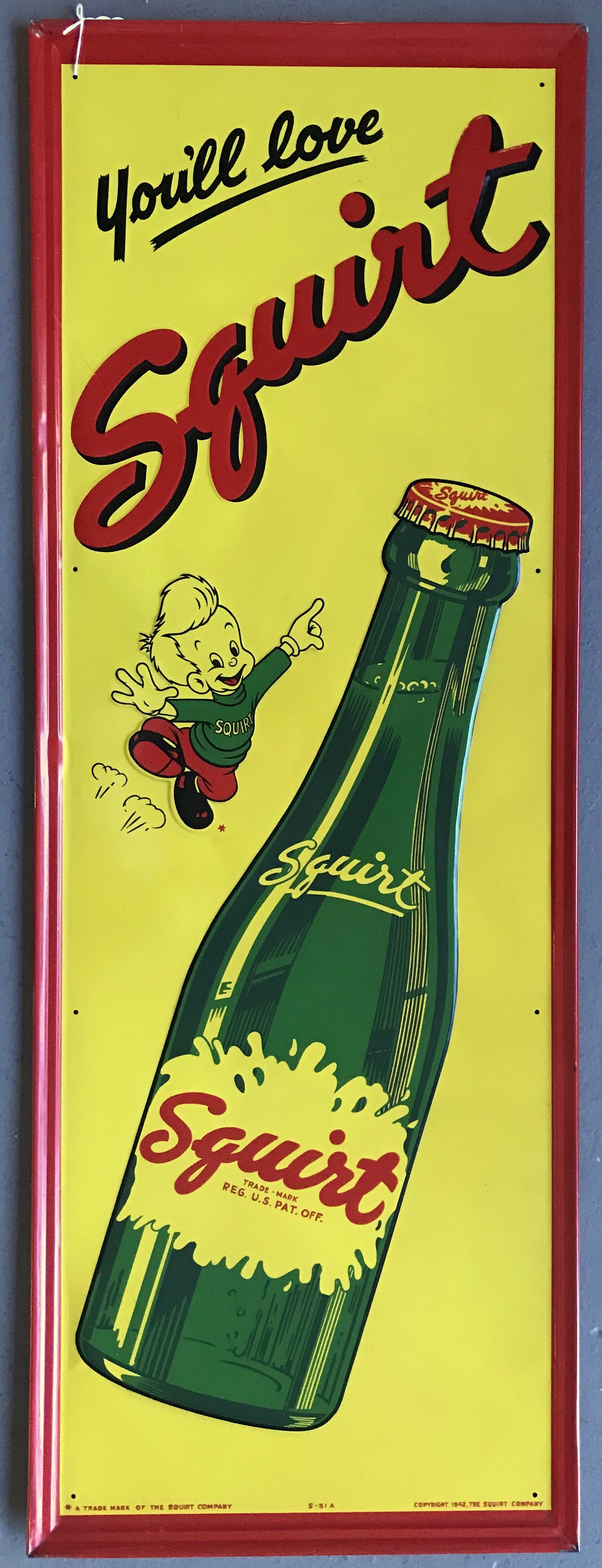 Squirt Soda, Self Framed Tin Advertising Sign | Proxibid