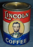 Lincoln Brand One Pound Coffee Tin.
