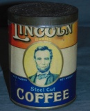 Lincoln Brand One Pound Coffee Tin.
