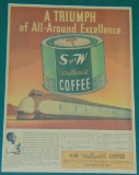 S & W Coffee Advertisement Framed.