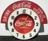 Coca Cola Cleveland Neon Clock with Marque