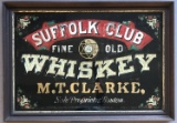 Suffolk Club Whiskey Reverse Painted Glass Sign