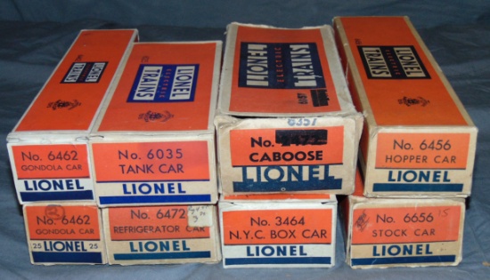8 Boxed Lionel Freight Cars, Some Unrun