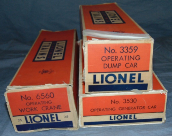 Boxed Lionel 3530, 6560 & 3559-55 Freight Cars