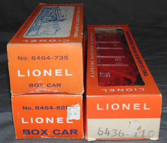 3 Boxed Late Lionel Freight Cars, 2 Unrun