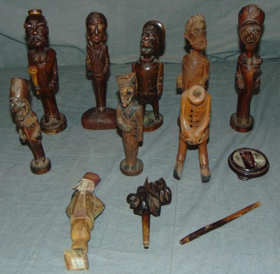 Lot of Hand Carved Figural Pipes