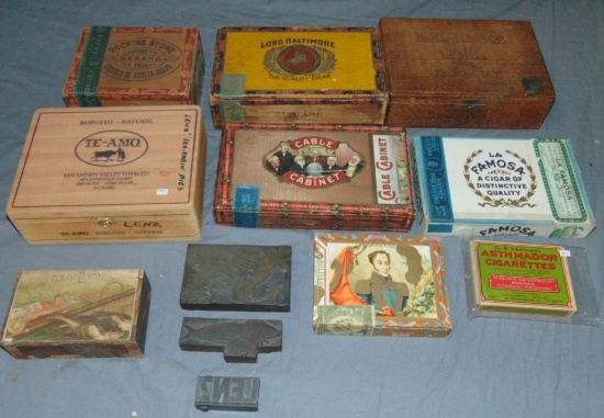 Lot of Assorted Cigar Boxes and Dies