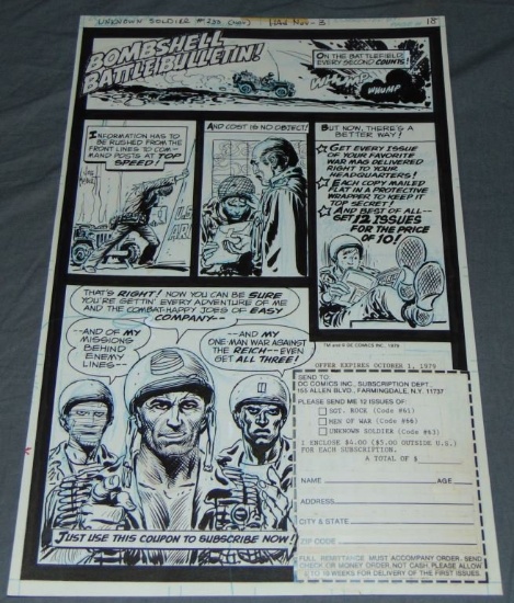 Joe Kubert. Unknown Soldier. Comic Page.