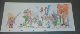 Signed Virgil Ross Pan Drawing, 18 Characters