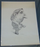 David Levine, Signed Self Portrait Caricature