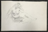 Moses Soyer, Pencil Signed Figure Study #4