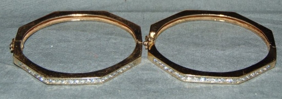 Two (2) 14 Kt Yellow Gold  Diamond Bracelets.