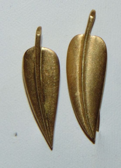 18K Yellow Gold Tiffany Leaf Pins.