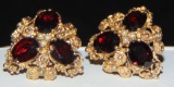 14 Kt Yellow Gold and Garnet Earrings.