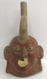 Moche Portrait Stirrup Vessel, Pre-Columbian
