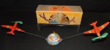 Boxed Tin Litho Arnold Globe with Airplanes