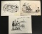 Lot of Three Original Cartoons.