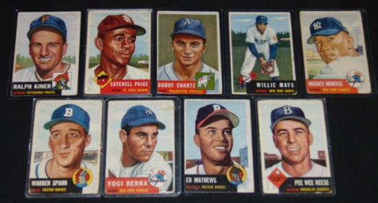 1953 Topps Baseball Card Lot. Stars.